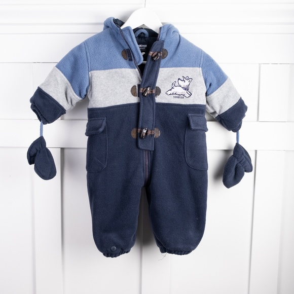 OshKosh B'Gosh fleece hooded winter onesie